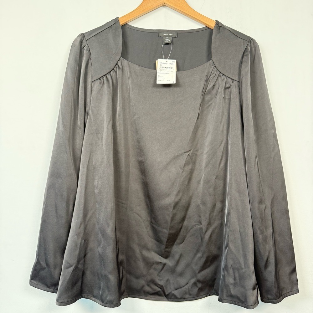 Halogen Black Satin Blouse, Size 1X, NWT